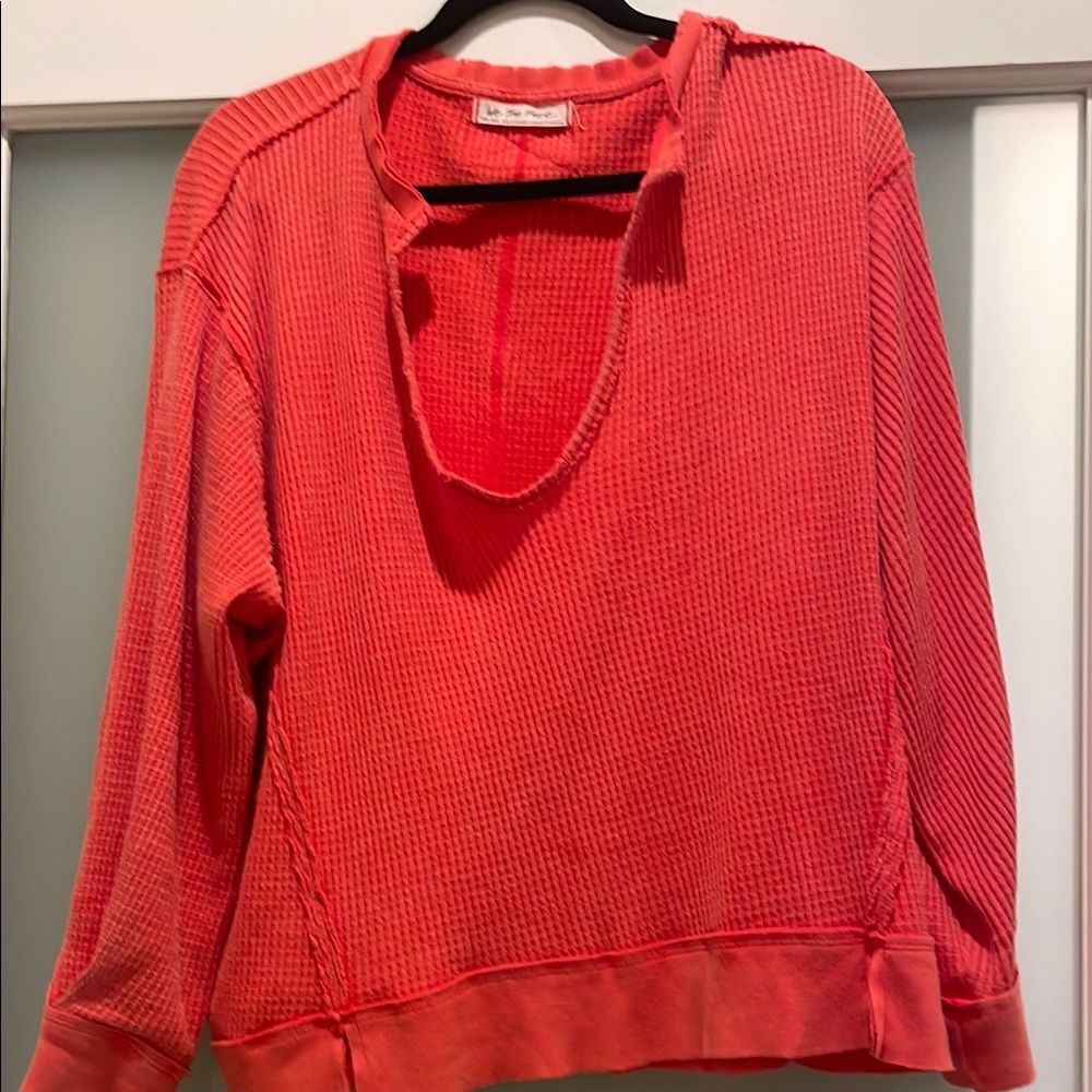Free People Orange Textured Knit Top